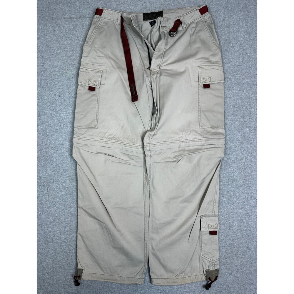 Vintage Abercrombie Fitch Paratrooper Pants L Tan Cargo Convertible Y2K Utility